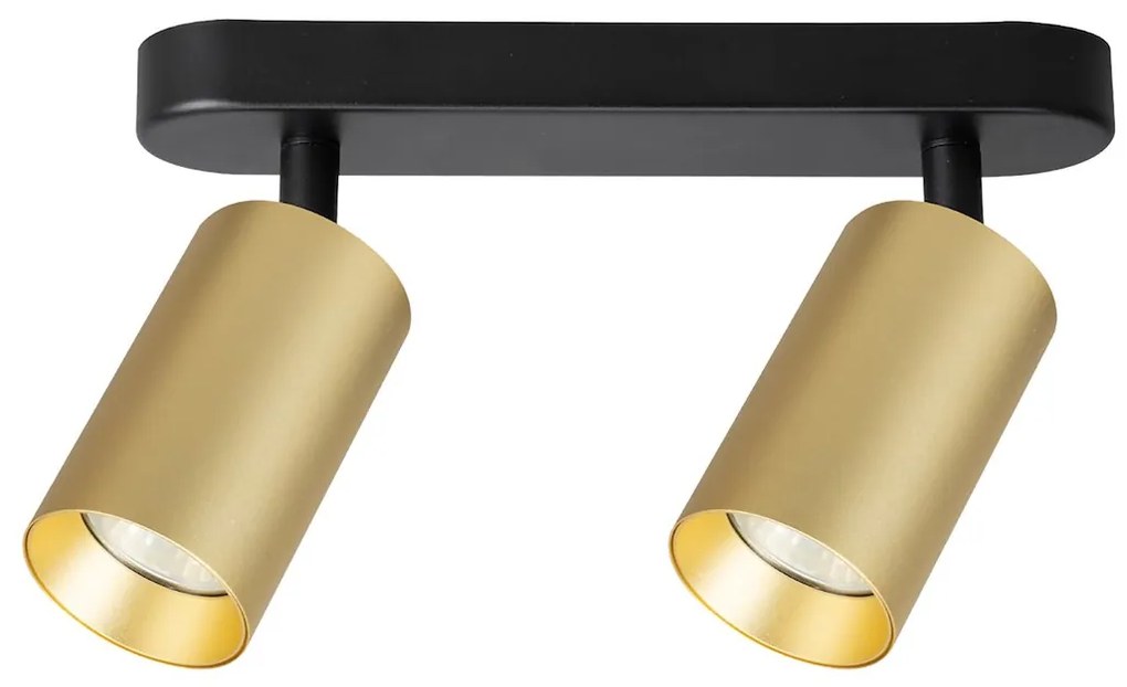 Bodové svietidlo Pipe, 2x zlaté kovové tienidlo, b