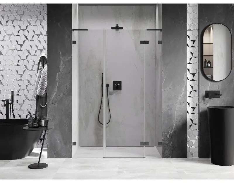 Mexen Lunar L, Otočné pravé sprchové dvere 160 cm, 8mm číre sklo, grafitový profil, 834SL-160-050-95-00-P