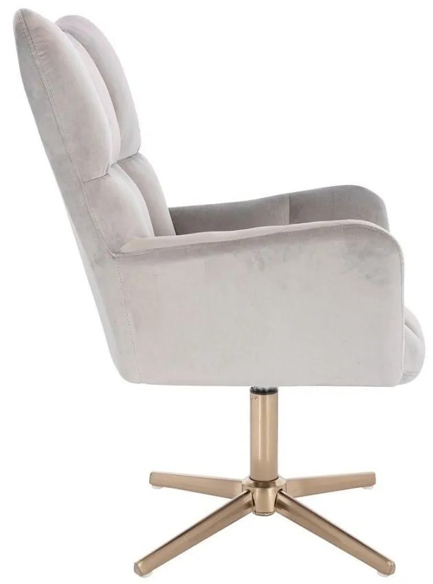 LuxuryForm DESIGN Otočné kreslo AURORA VELUR na zlatom kríži - svetlosivé