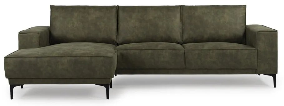 Zelená rohová pohovka z imitácie kože (ľavý roh) Copenhagen – Scandic