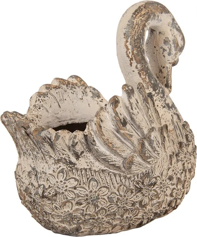 Decorative Figurine Swan 18x11x17 Cm Beige Ceramic Material - 18*11*17 cm