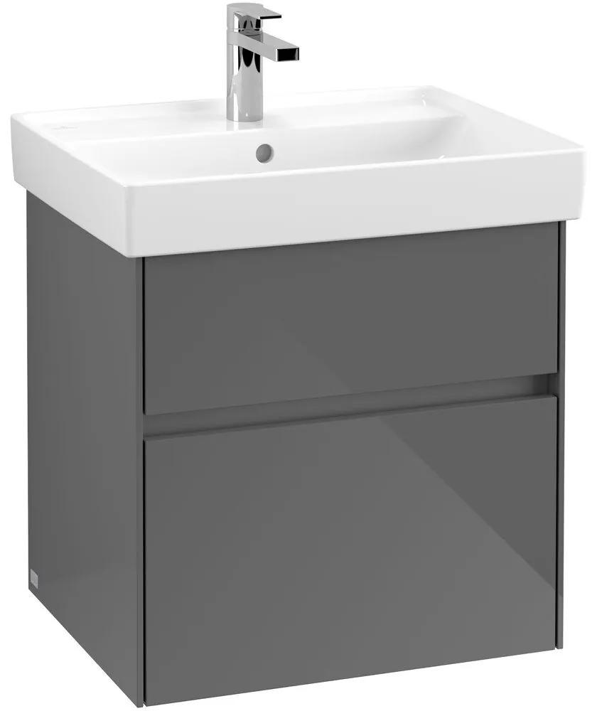 VILLEROY &amp; BOCH Collaro závesná skrinka pod umývadlo, 2 zásuvky, 554 x 444 x 546 mm, Glossy Grey, C00800FP