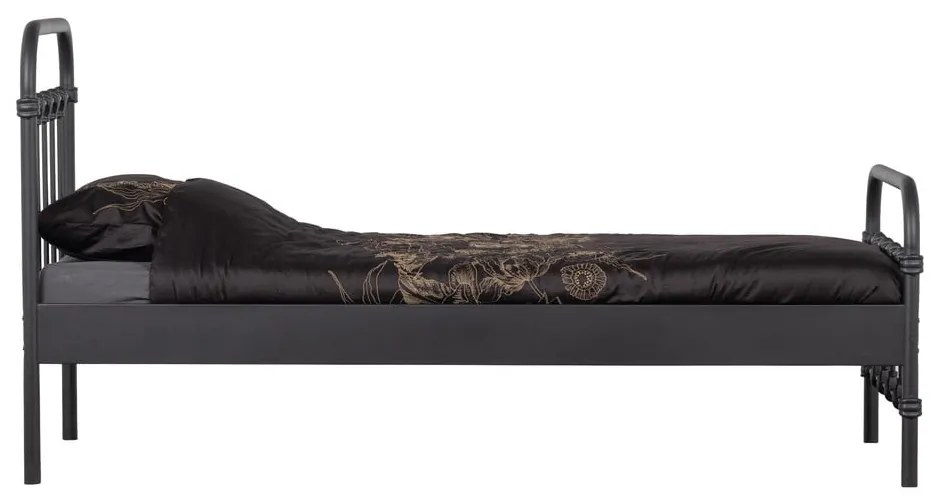 Čierna jednolôžková posteľ s roštom 90x200 cm Moos – WOOOD