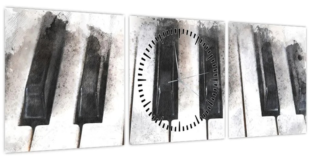 Obraz - Piano, aquarel (s hodinami) (90x30 cm)