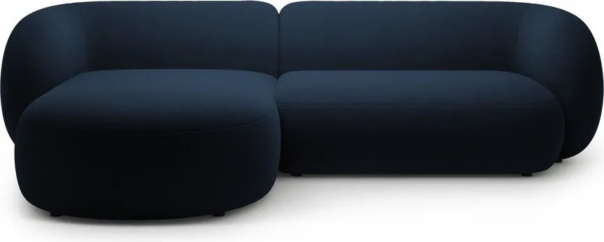 Modrá zamatová rohová pohovka (ľavý roh/s leňoškou) Kate – Micadoni