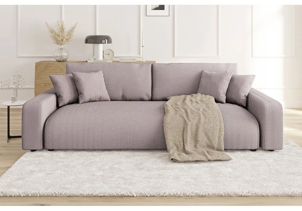 Svetloružová menčestrová rozkladacia/s úložným priestorom pohovka 234 cm Sara – Ropez