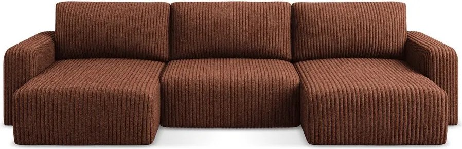 Menčestrová rozkladacia/s úložným priestorom rohová pohovka v terakotovej farbe (do tvaru "U") Kona – Makamii