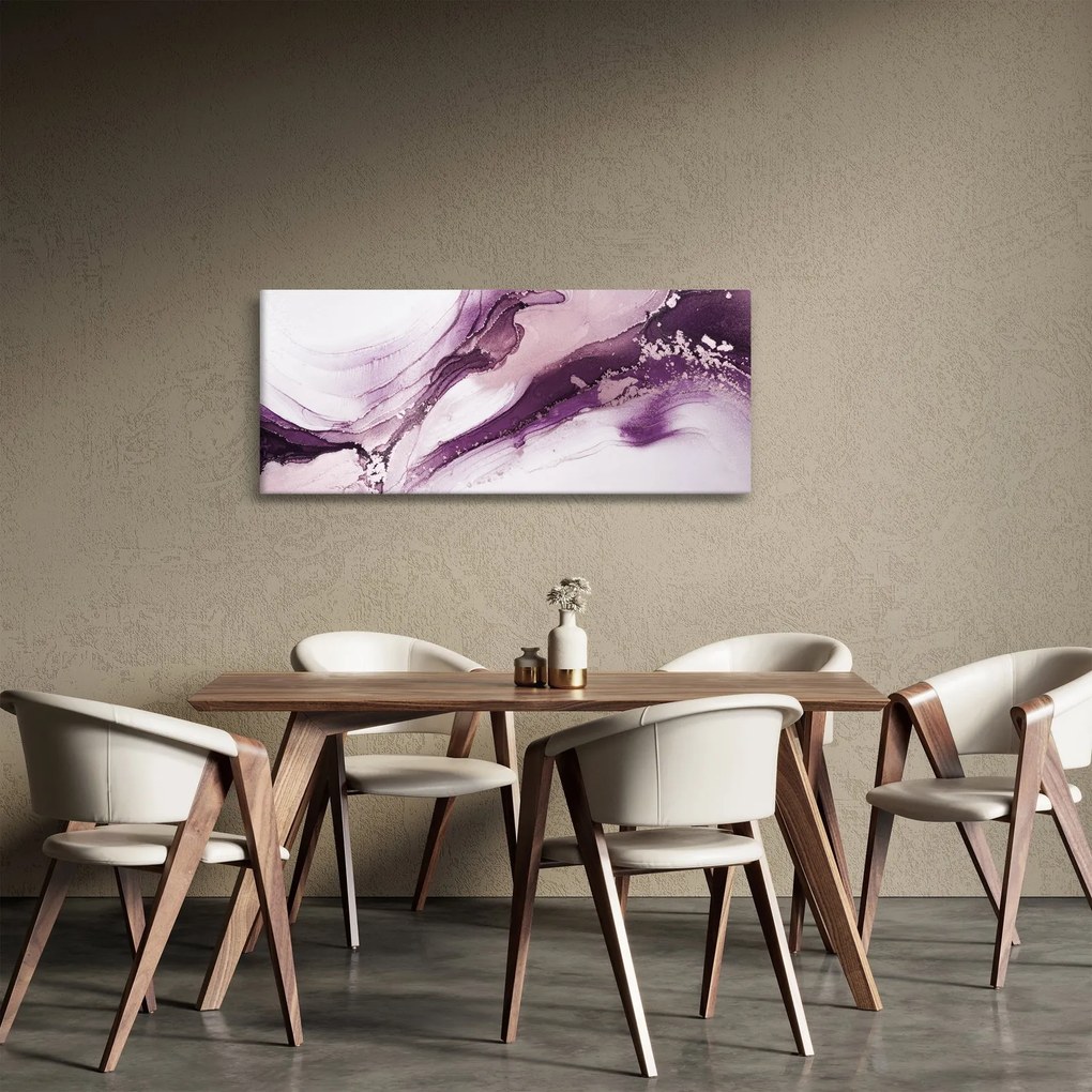 Obraz - Purple fluid art (120x50 cm)