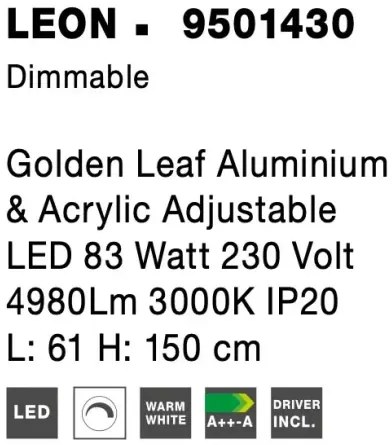 LED luster Leon 61 zlaté
