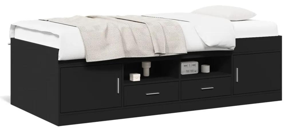 Denná posteľ so zásuvkami čierna 90x200 cm kompozitné drevo 3280245