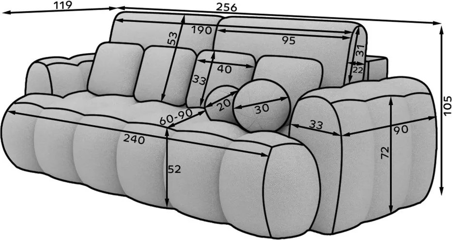 Béžová rozkladacia pohovka z textílie buklé 256 cm Cotonn – ELTAP