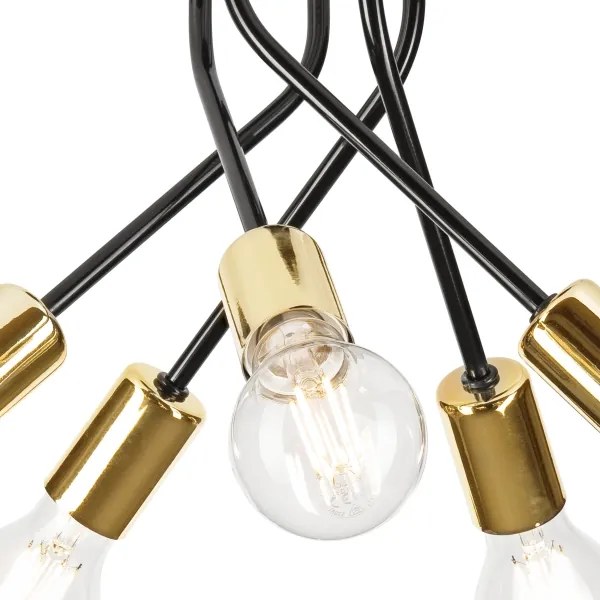 Luster na tyči PRIYA 5xE27/15W/230V čierna