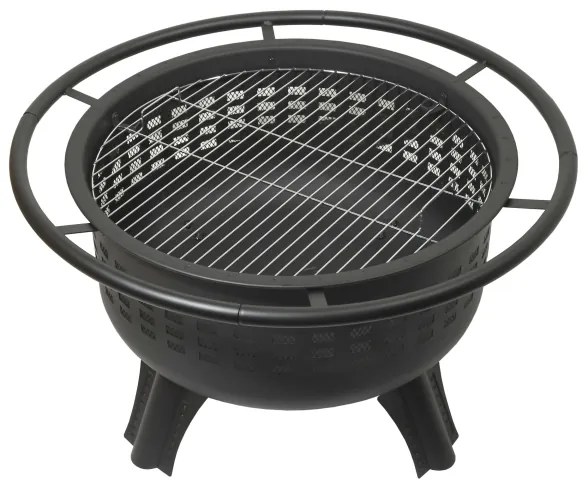 Prenosné ohnisko na drevo s roštom čierna