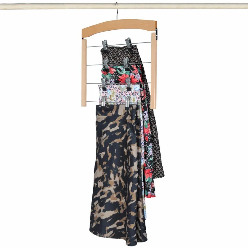 Zeller Present Drevený vešiak s klipmi na nohavice a sukne, 4 úrovne