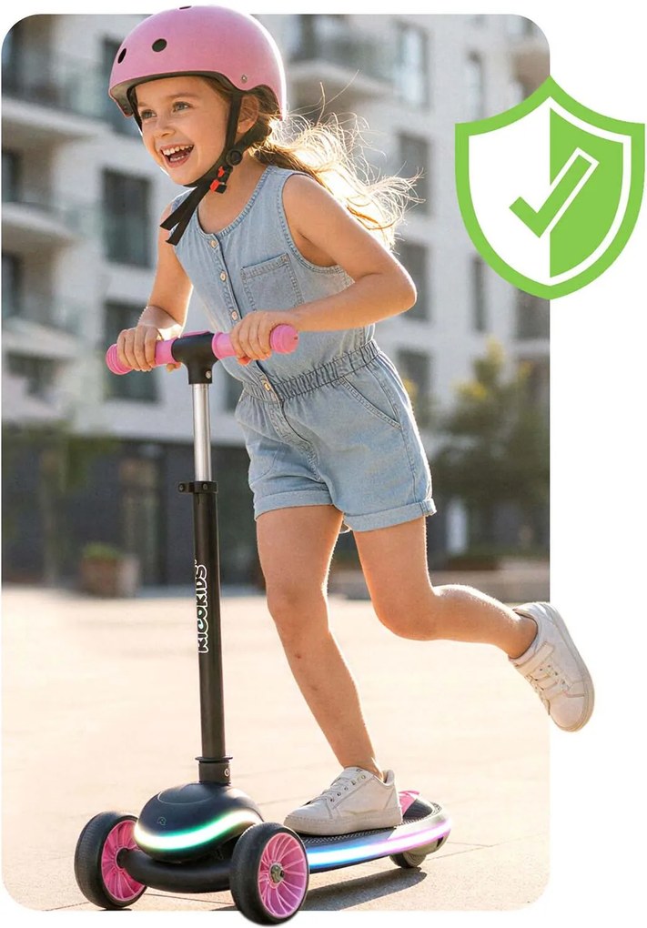 Ricokids Leddi LED balančná Kolobežka pre deti - čierno-ružová