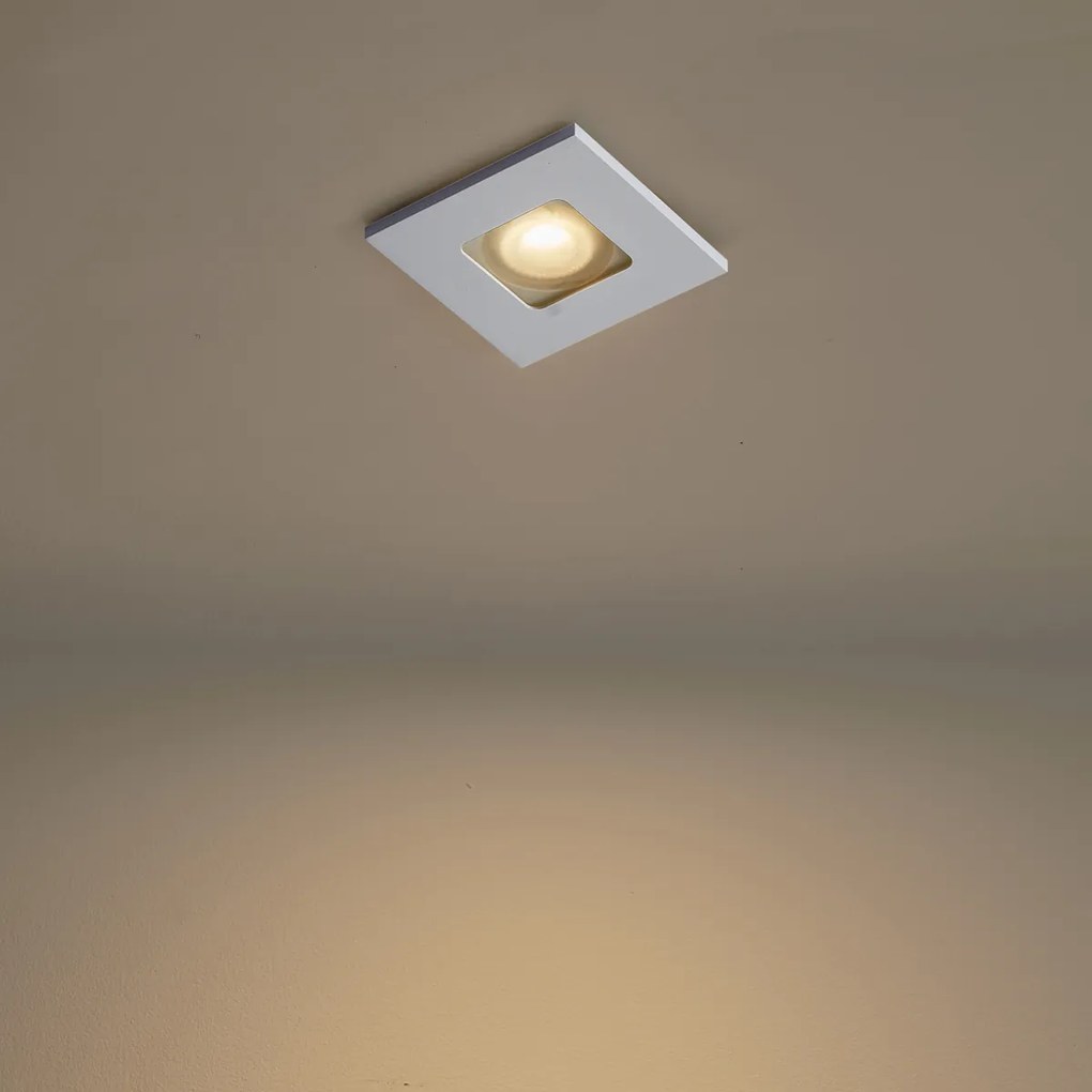 Sada 6 moderných zapustených bodových svetiel biela štvorcová IP44 - Qure