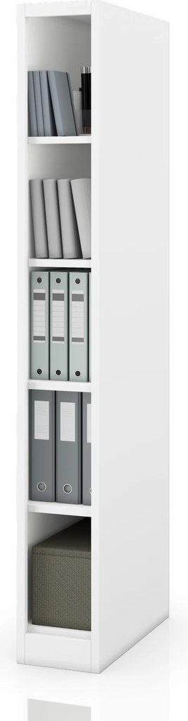 Úzky kovový archivačný regál na dokumenty biely, 250x1850x600 mm: TIM