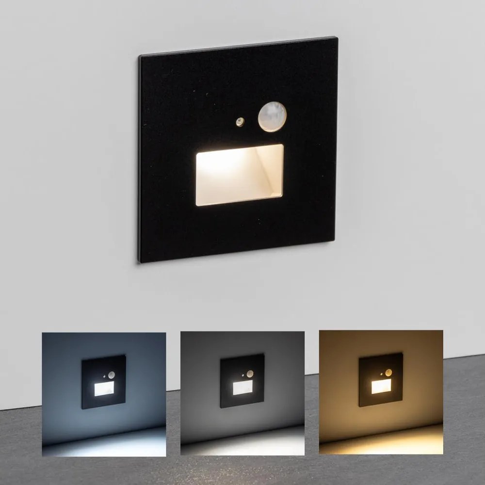 LED schodiskové svietidlo s pohybovým senzorom LED/1,5W/230V 3000/4000/6000K čierne
