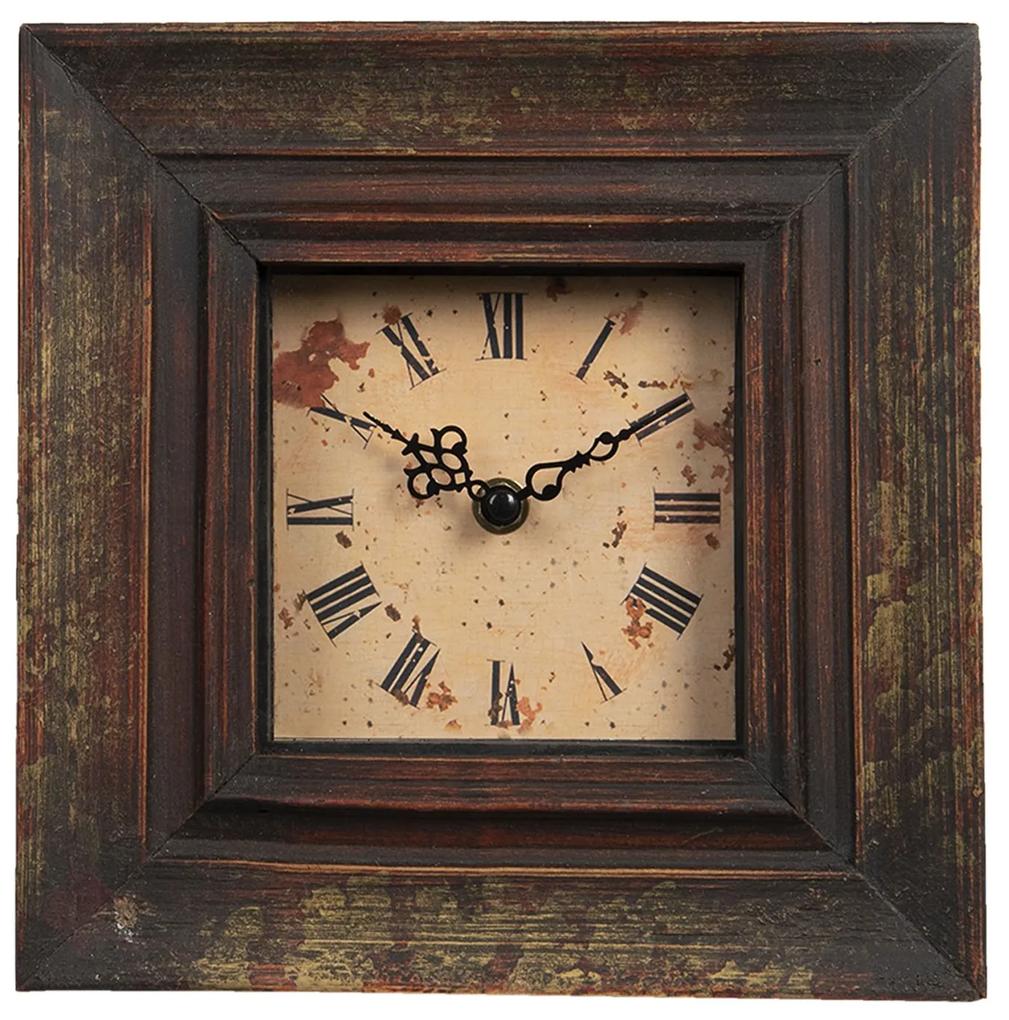 Vintage drevené stolné hodiny s rímskymi číslicami - 23*5*23 cm / 16*20 cm