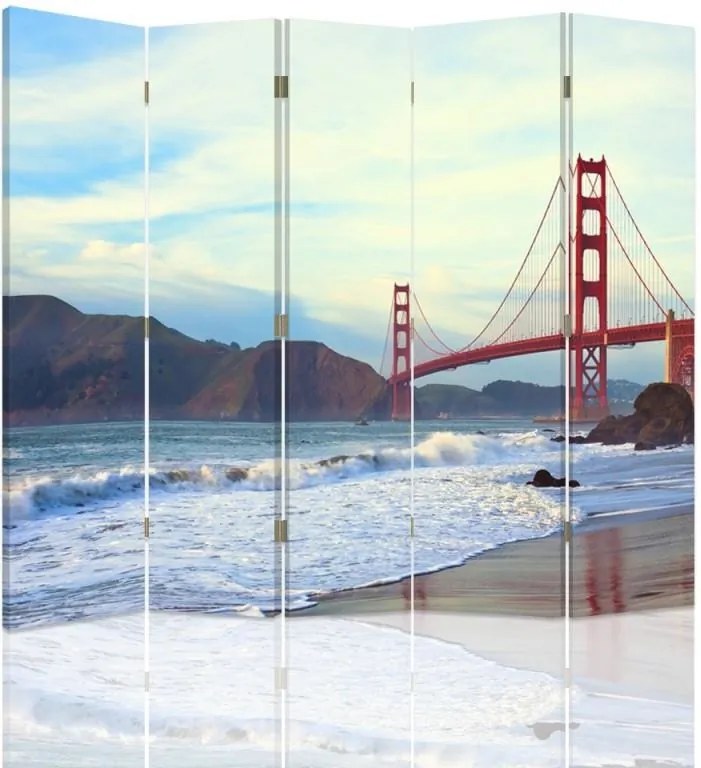 CARO Paraván - Golden Gate Bridge | päťdielny | jednostranný 180x150 cm