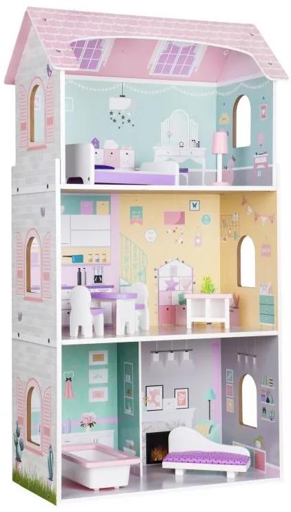 Drevený domček pre bábiky + nábytok High Berry rezidencia ECOTOYS