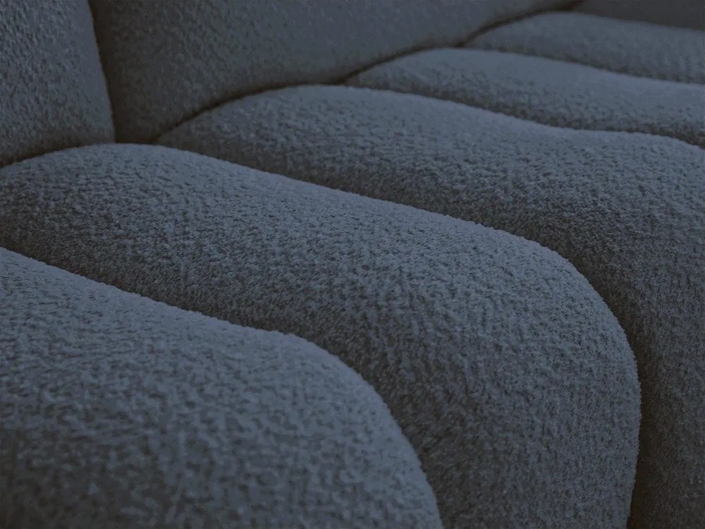 Tmavomodrá rohová pohovka z textílie buklé (pravý roh/s leňoškou) Azra – Bobochic Paris