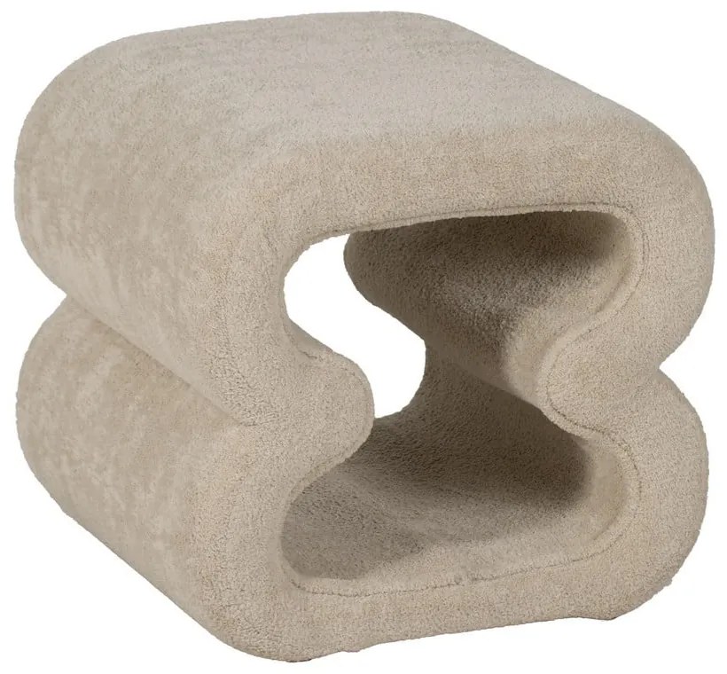 Béžový taburet z textílie buklé – Ixia