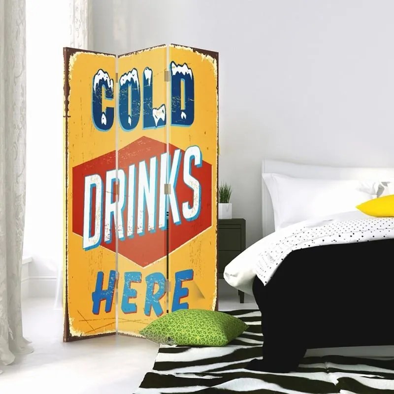 CARO Paraván - Cold Drinks Here | trojdielny | obojstranný 110x150 cm