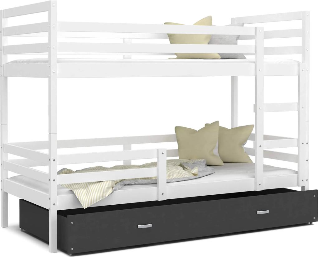 GL Poschodová posteľ Erik 2 Biela Color Farba: Sivá, Rozmer: 190x80