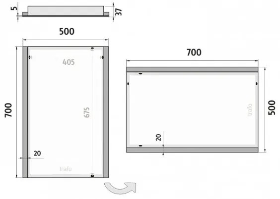 NIMCO ZP 11001 - LED podsvietené kúpeľňové zrkadlo 6500K 70x50 cm IP44