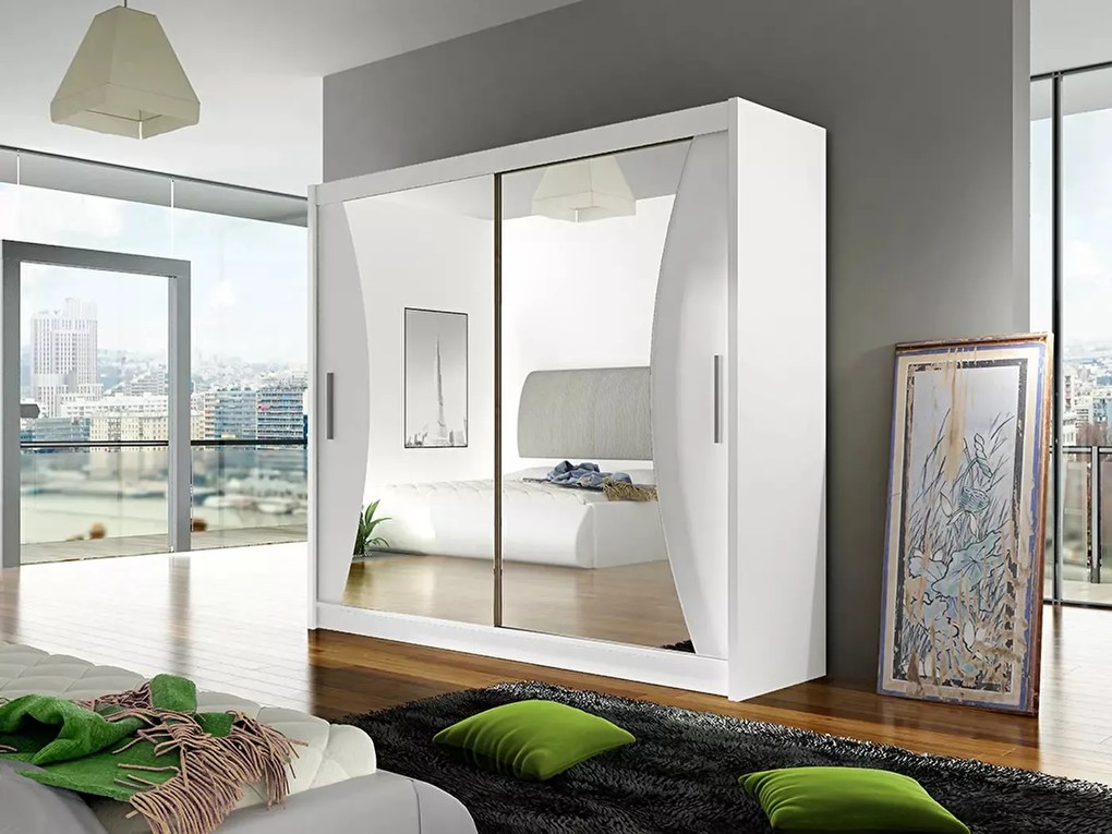 Šatníková skriňa Baker V (biela). Akcia -19%. Vlastná spoľahlivá doprava až k Vám domov. 786019