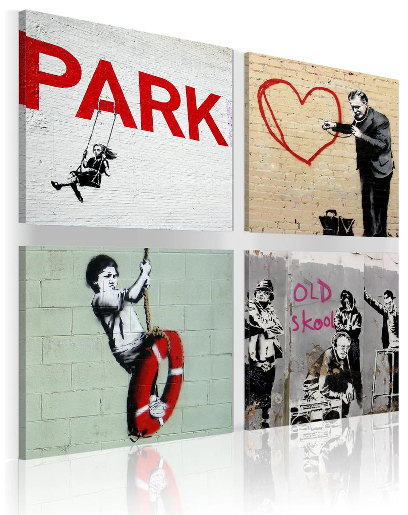 Artgeist Obraz - Banksy - urban inspiration Veľkosť: 40x40, Verzia: Na talianskom plátne