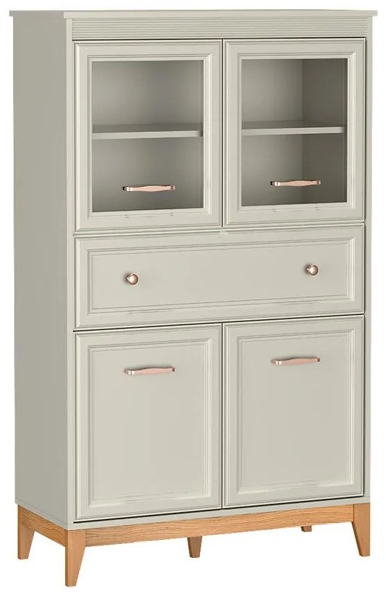 Vitrína nízka Windsor 5w Kašmír/Dub prírodný