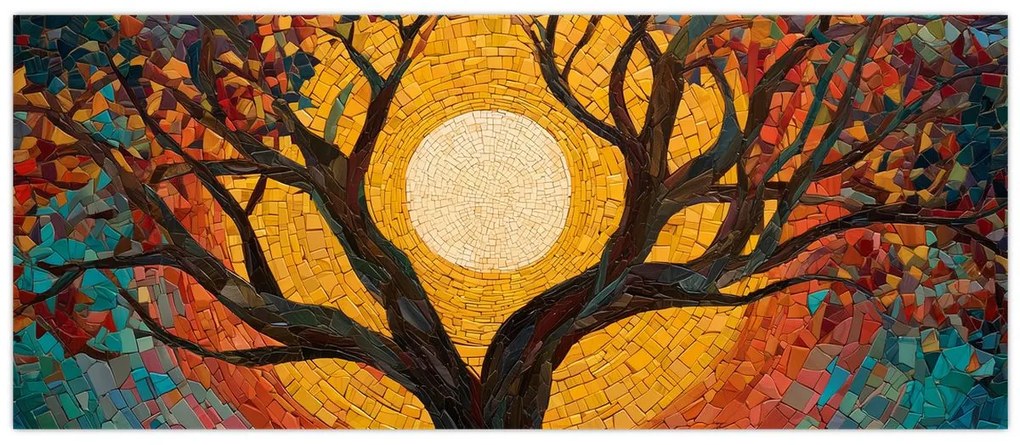 Obraz - Slnko v korune stromu života (120x50 cm)