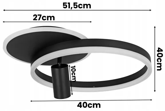 LED stropné svietidlo LED/38W/230V + 1xGU10/30W čierne