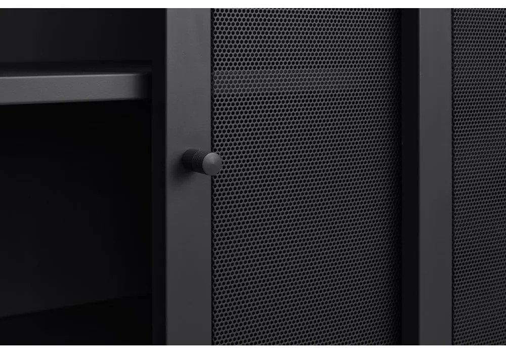 Čierna kovová skrinka s posuvnými dverami 90x140x40 cm Veep – Unique Furniture