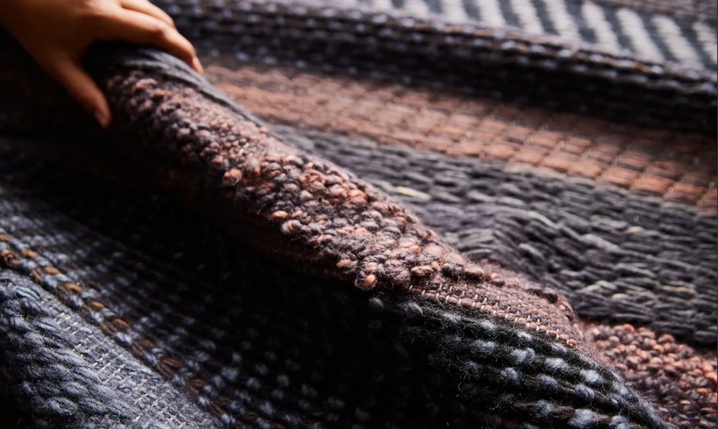 Ručne viazaný kusový koberec Black Melange DE 2006 Multi Colour, 80x150, hnedá, obývacia izba, Diamond Carpets India