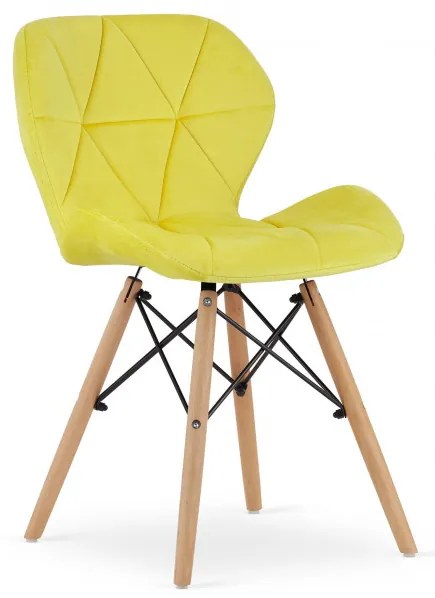 Set troch jedálenských stoličiek LAGO žltá (hnedé nohy) (3ks)
