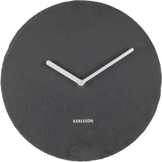 Čierne nástenné bridlicové hodiny Karlsson Slate, Ø 25 cm