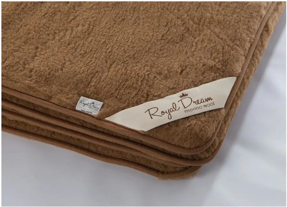 Tmavohnedá vlnená deka Royal Dream Merino, 160 × 200 cm