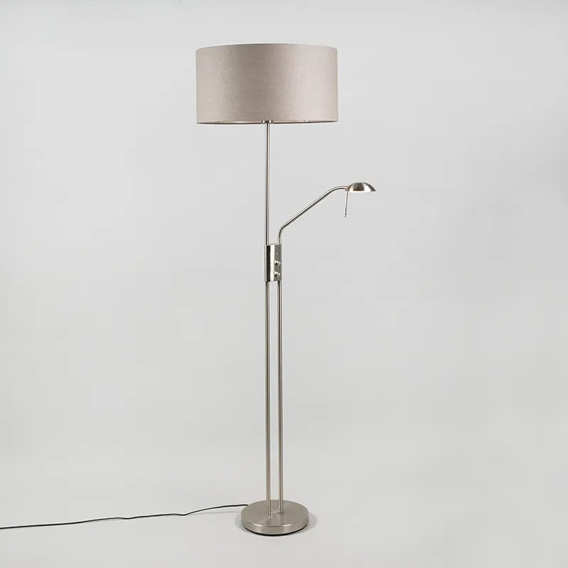 Stojaca lampa z ocele a sivej s nastaviteľným ramenom na čítanie - Luxor