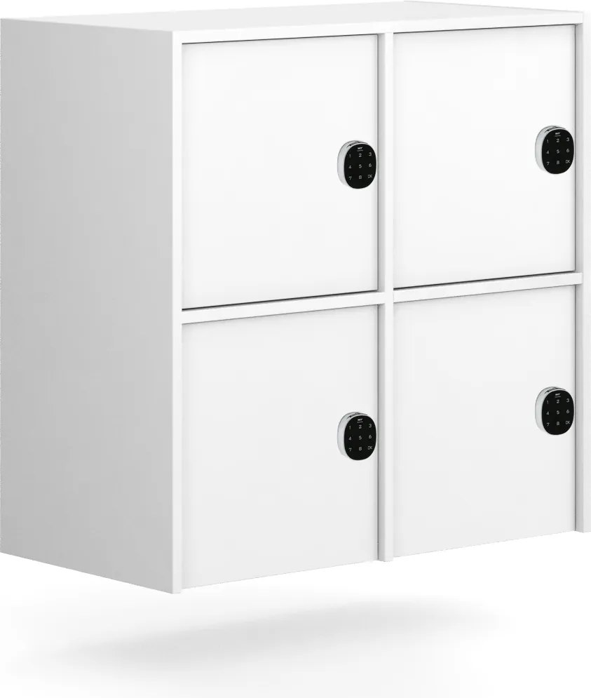 Nadstavba pre skrine FRAME, 4x dvere, 872 x 450 x 854 mm, kódový zámok, biela