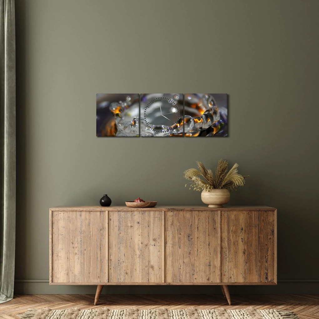 Obraz náramku z kvapiek vody (s hodinami) (90x30 cm)