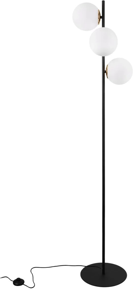 Stojacia lampa Florence, 3x biele sklenené tienidlo, B/G