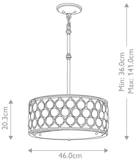 Feiss FE-LUCIA-B - Luster na tyči LUCIA 3xE27/60W/230V