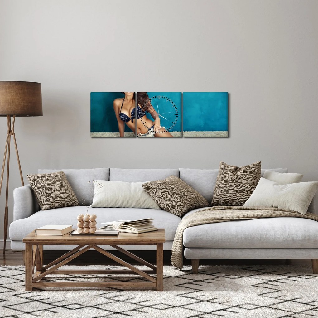 Obraz - Pózujúce ženy (s hodinami) (90x30 cm)