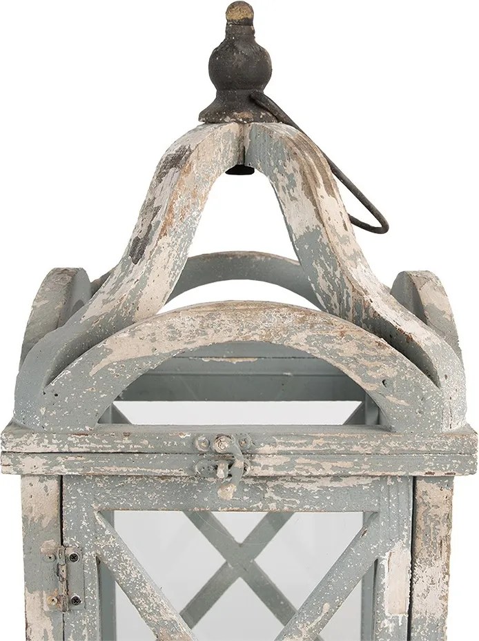 2ks sivá antik drevená lampáš - 33*33*73 / 25*25*56 cm
