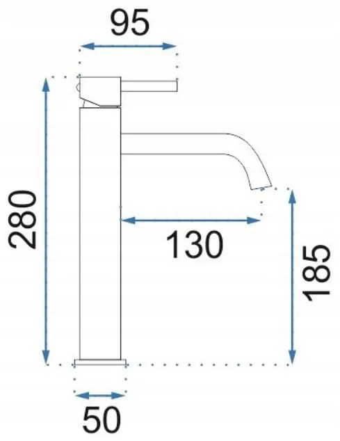 Rea Lungo, vysoká umývadlová batéria h-280, čierna lesklá, REA-B0662