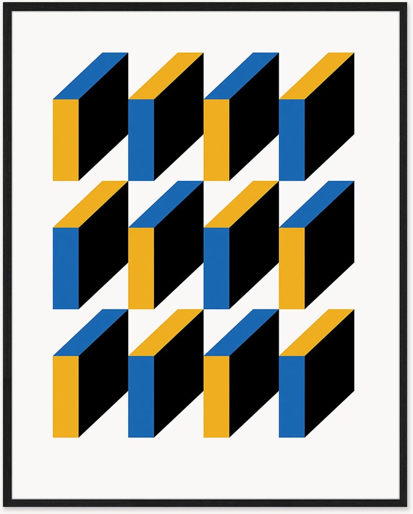 Nástenná dekorácia v ráme Bauhaus Abstract Squares