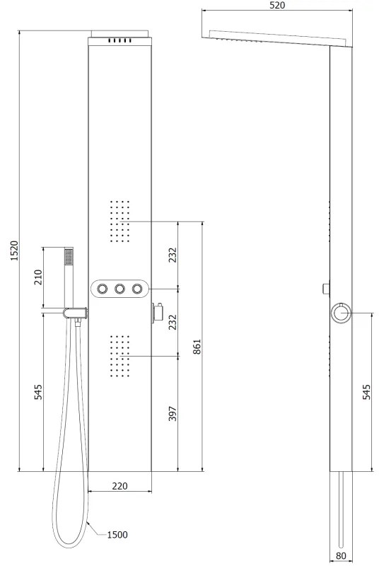 Mexen Omar, sprchový panel, chrómová, 7610-03-00